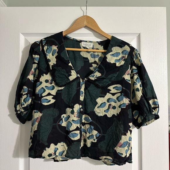 Velvet by Graham & Spencer PRESLY PRINTED COTTON LACE TOP - Picture 2 of 2